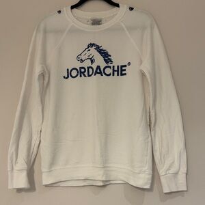 Vintage Jordache White Crew Sweatshirt with Navy Logo